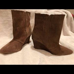 Faux suede wedge heel boots